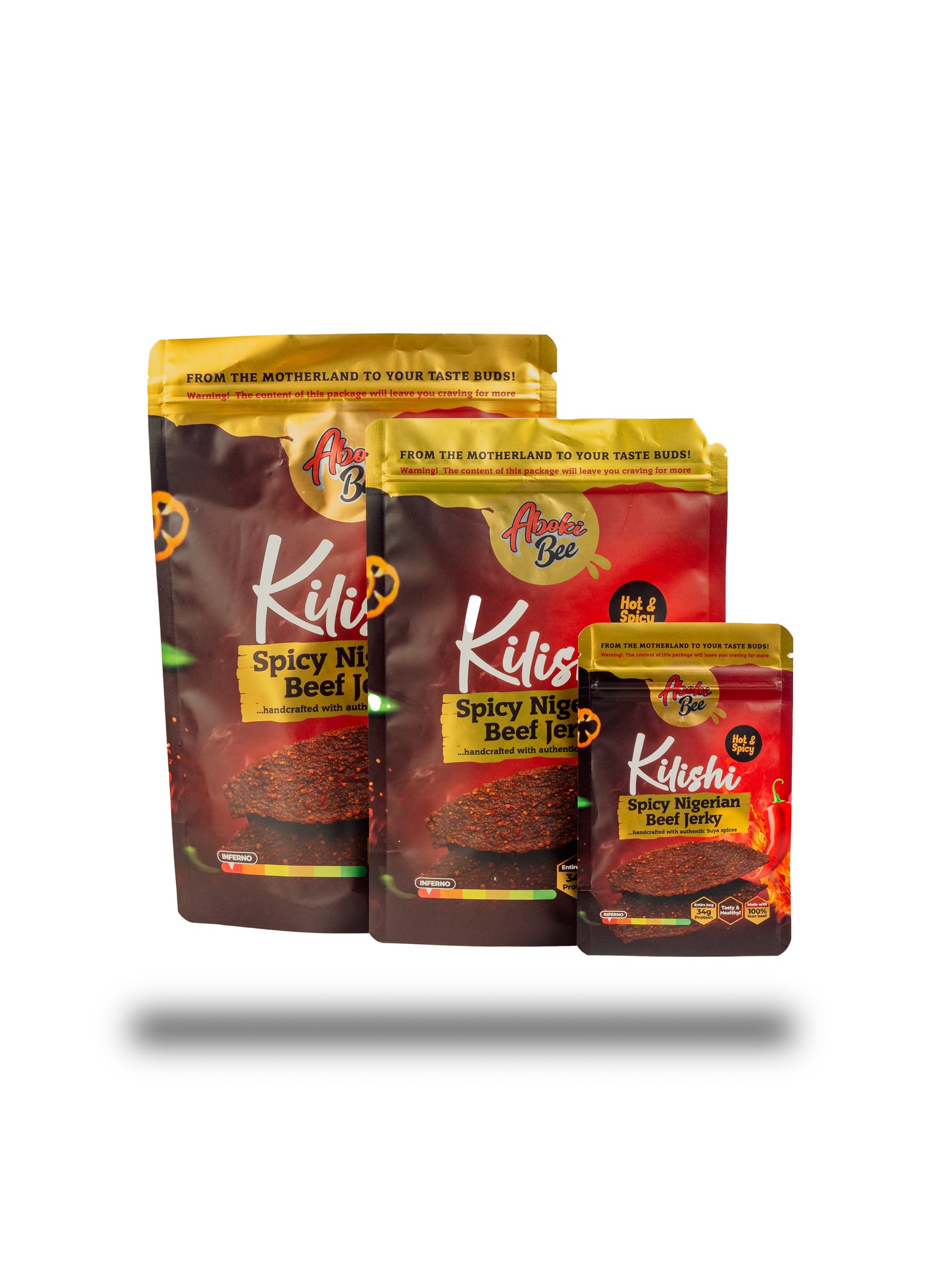 Large size: Aboki Bee Kilishi - "Hot&Spicy" Nigerian Beef Jerky 6oz