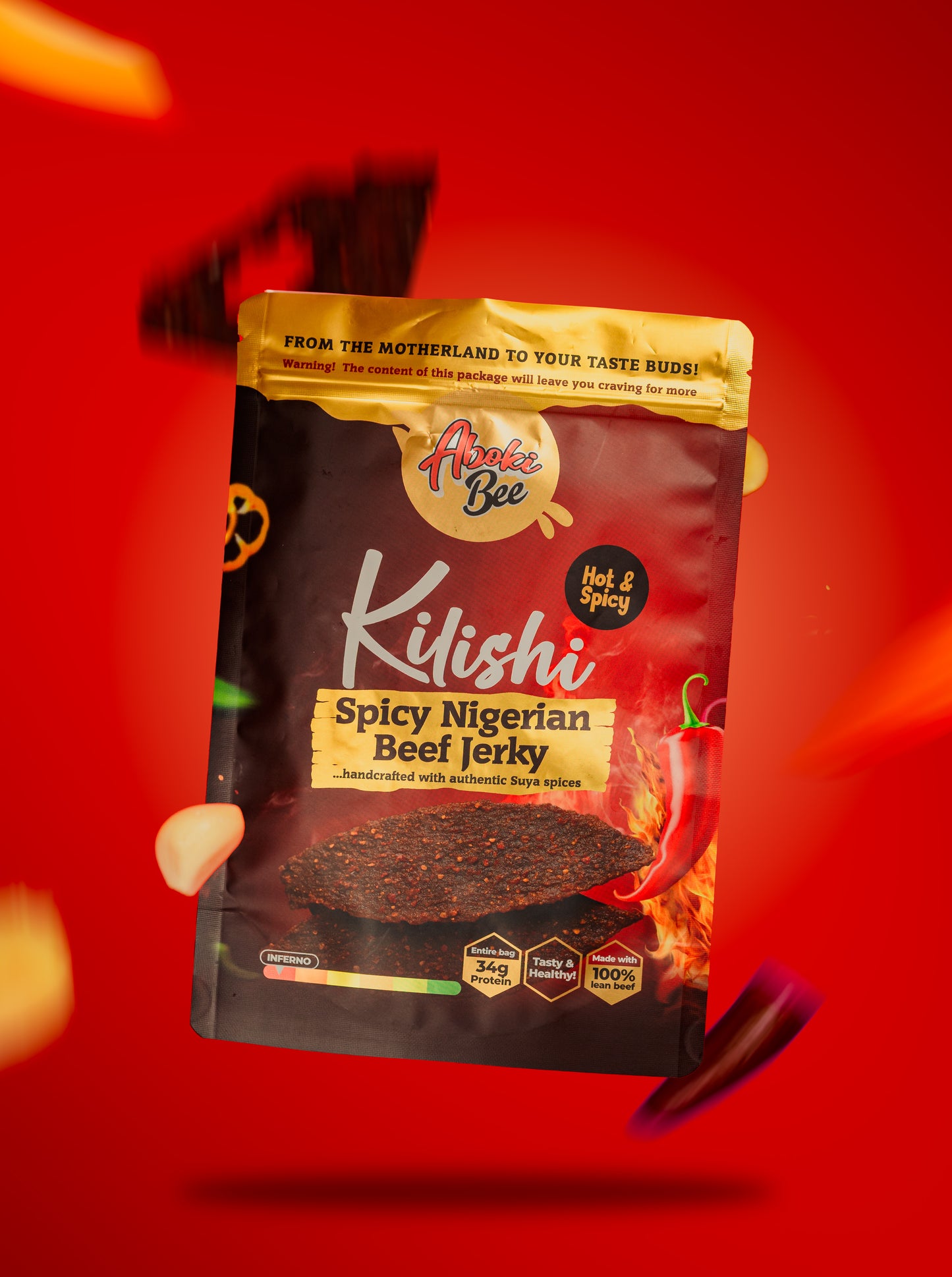 Small Size: Aboki Bee Kilishi -"Hot&Spicy" Nigerian Beef Jerky 2.7oz