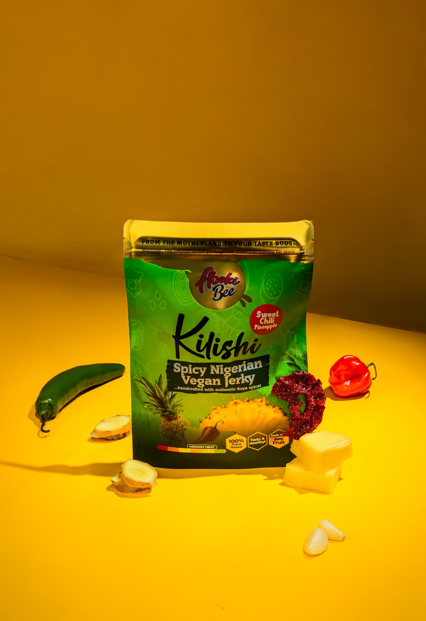 Large size: Aboki Bee Kilishi - "sweet pineapple chilli" Nigerian Vegan Jerky 6oz