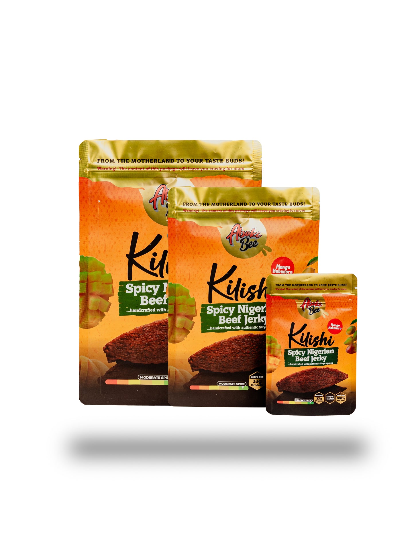 Small Size: AbokiBee Kilishi - "Mango Habanero" Nigerian Beef Jerky 2.7oz
