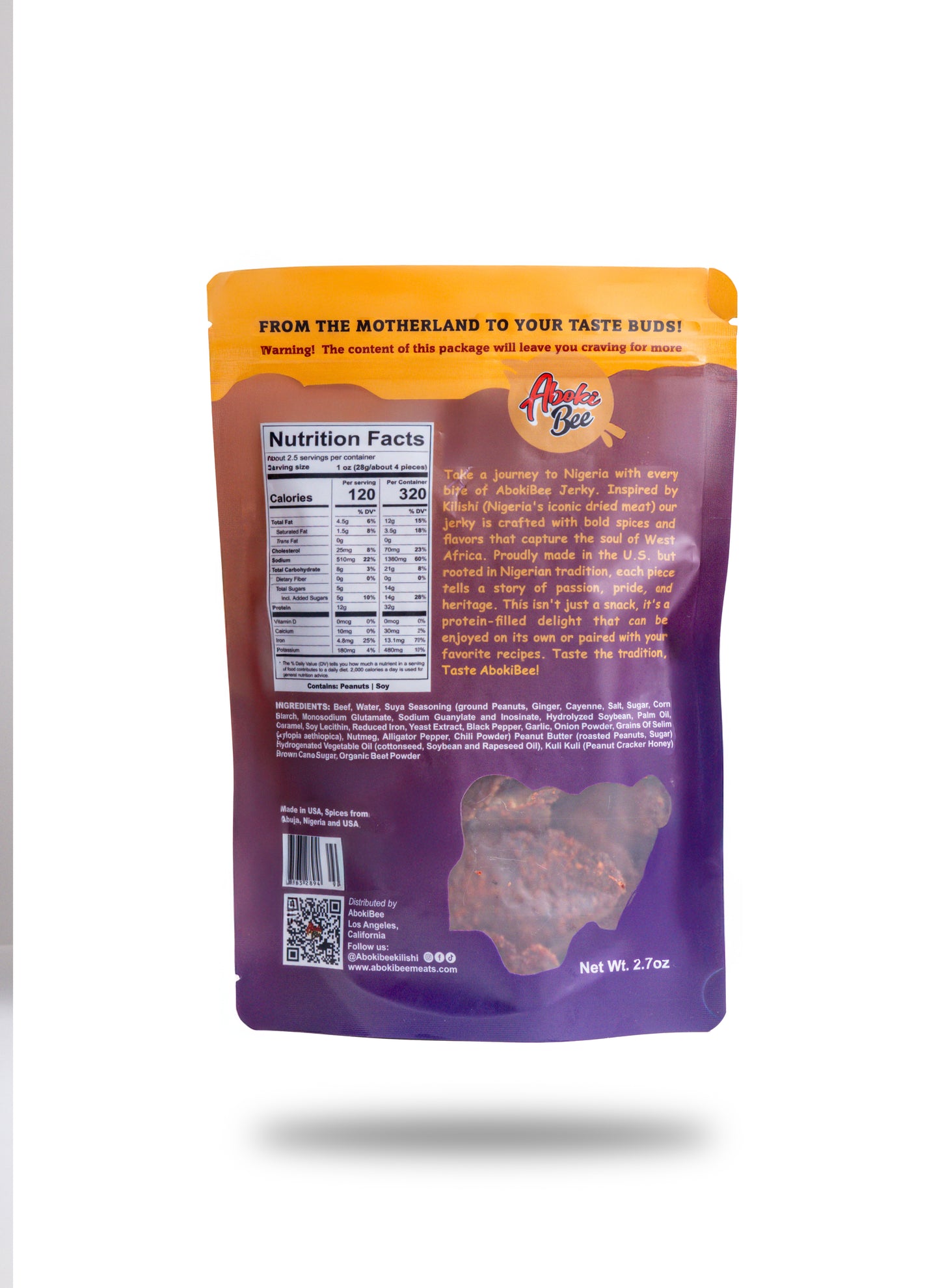 Large size: Aboki Bee Kilishi - "Original Mild" Nigerian Beef Jerky 6oz