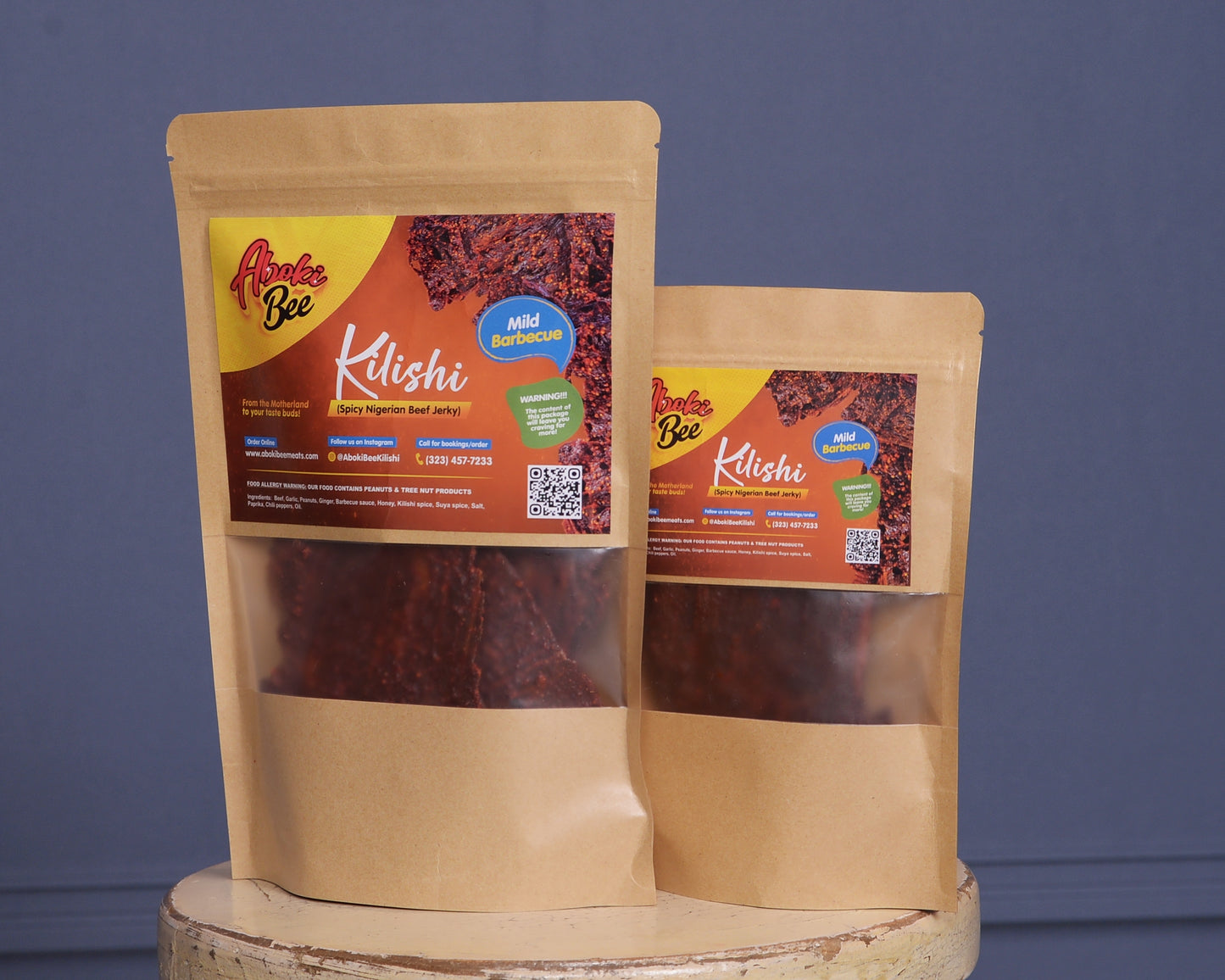 Large size: AbokiBee Kilishi - "Mild Barbecue" Nigerian Beef Jerky 6oz