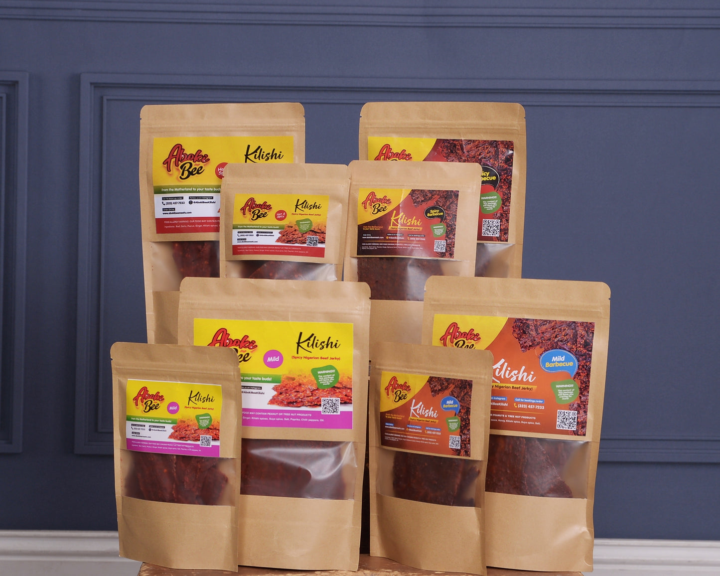 Variety Bundle- All AbokiBee Kilishi flavors (8 Bags)