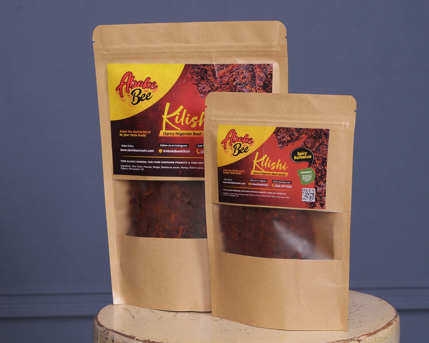 Small Size: AbokiBee Kilishi -"Spicy Barbecue" Nigerian Beef Jerky 2.7oz