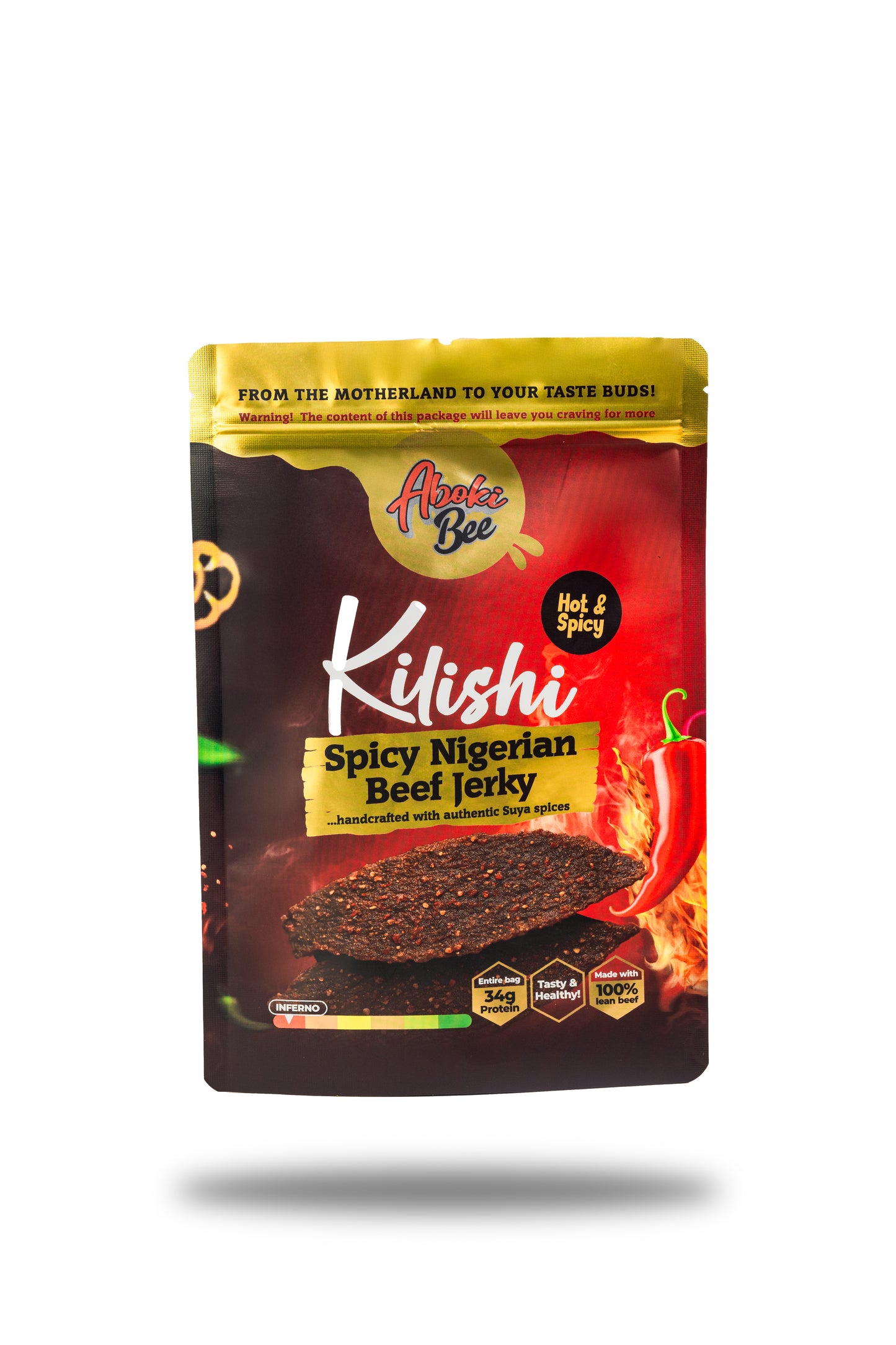 Small Size: Aboki Bee Kilishi -"Hot&Spicy" Nigerian Beef Jerky 2.7oz