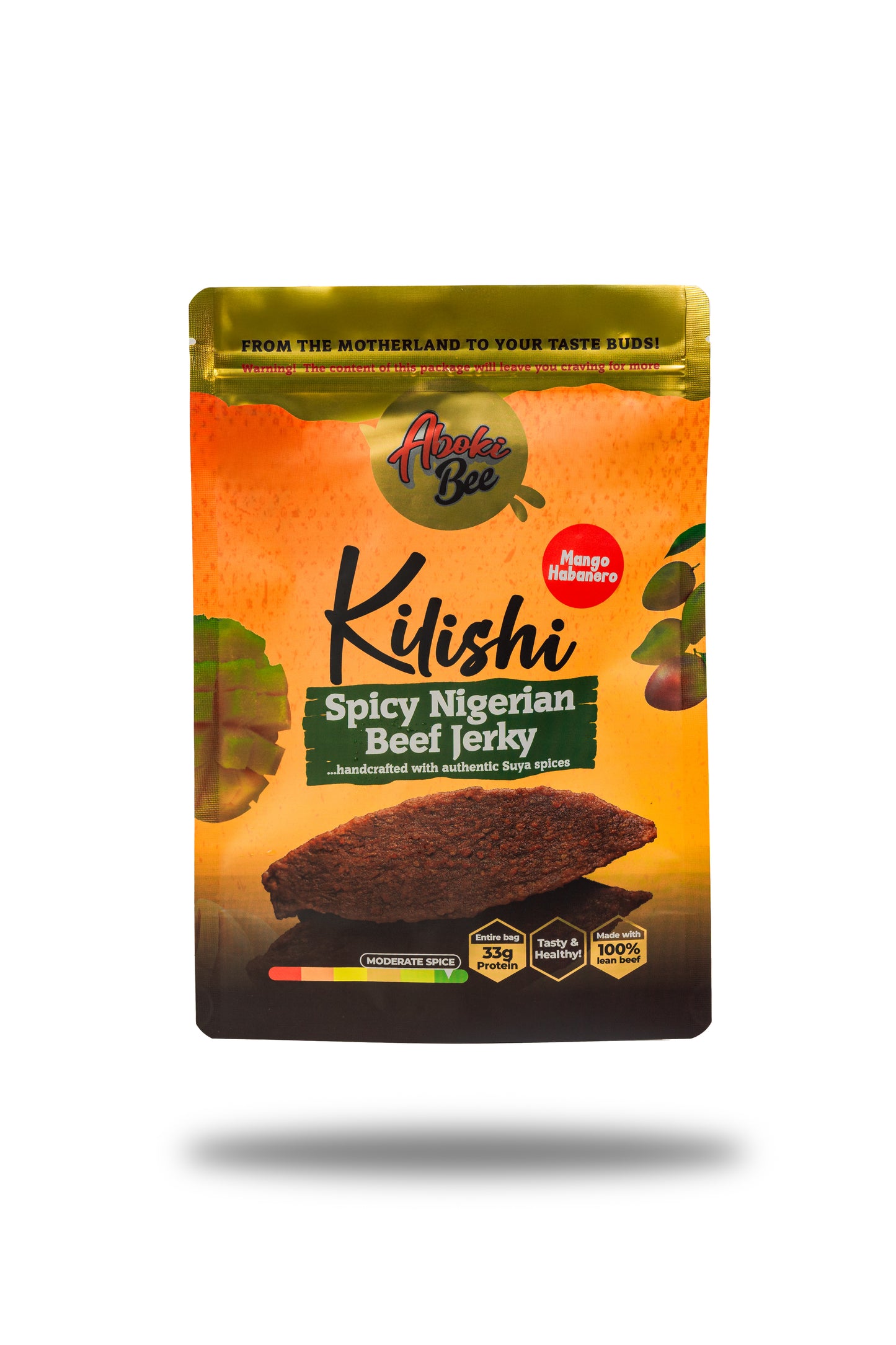 Small Size: AbokiBee Kilishi - "Mango Habanero" Nigerian Beef Jerky 2.7oz