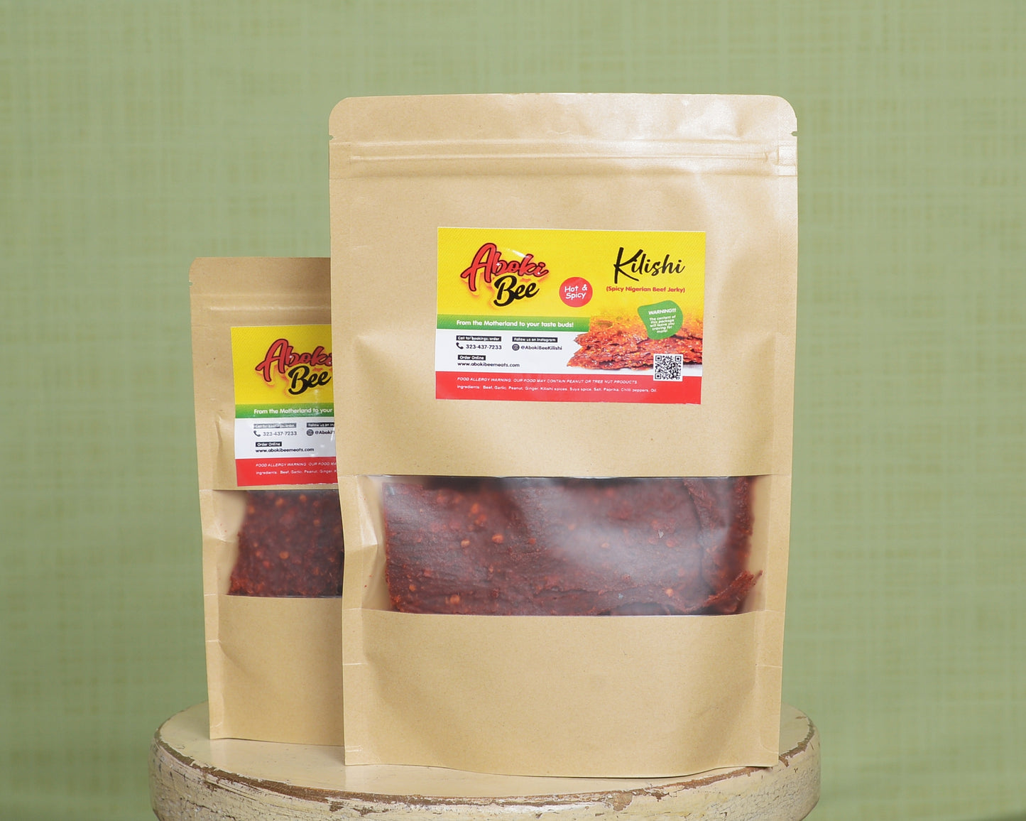 Large size: Aboki Bee Kilishi - "Hot&Spicy" Nigerian Beef Jerky 6oz