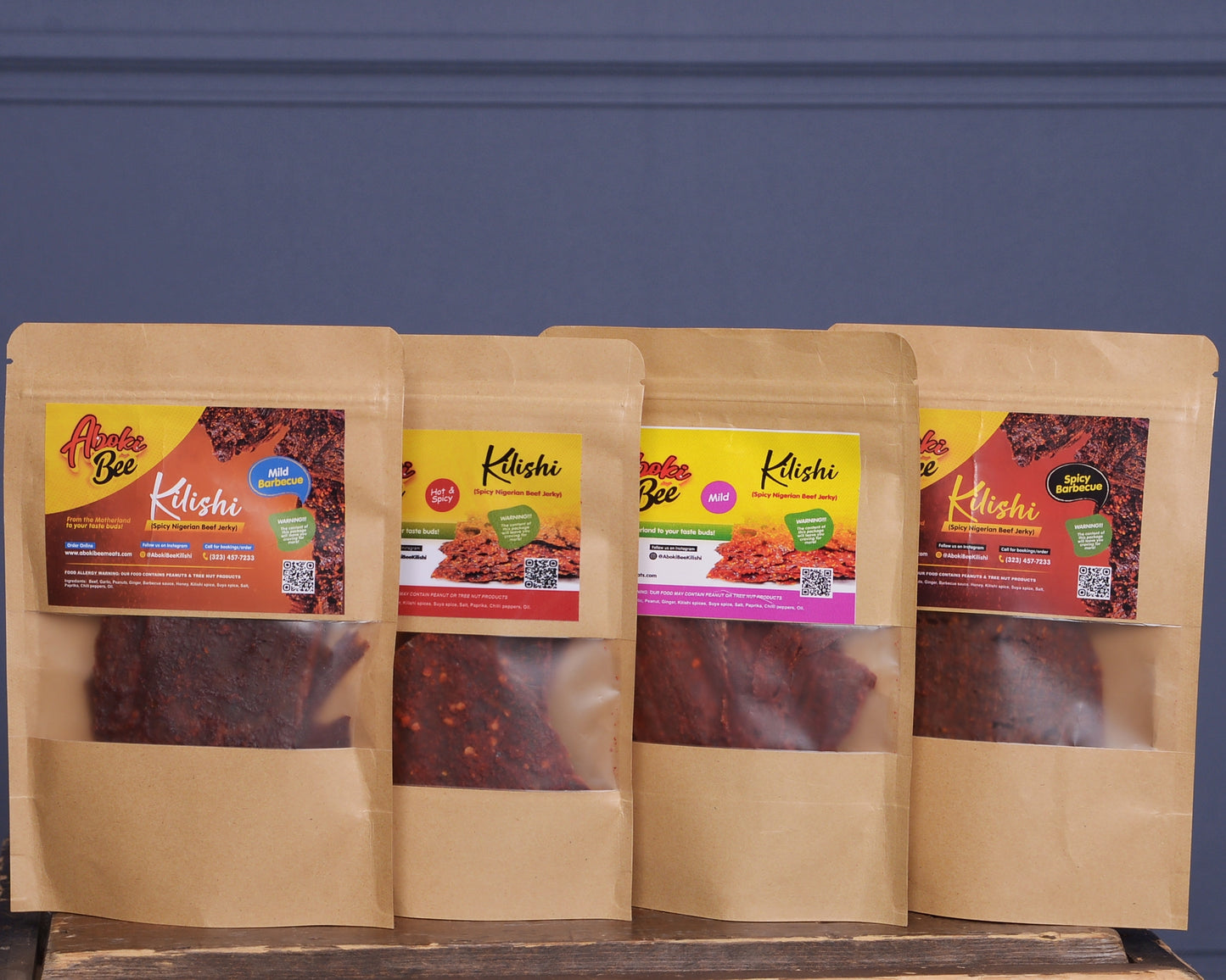 Small Size Variety Bundle- AbokiBee Kilishi flavors (4 Bags)