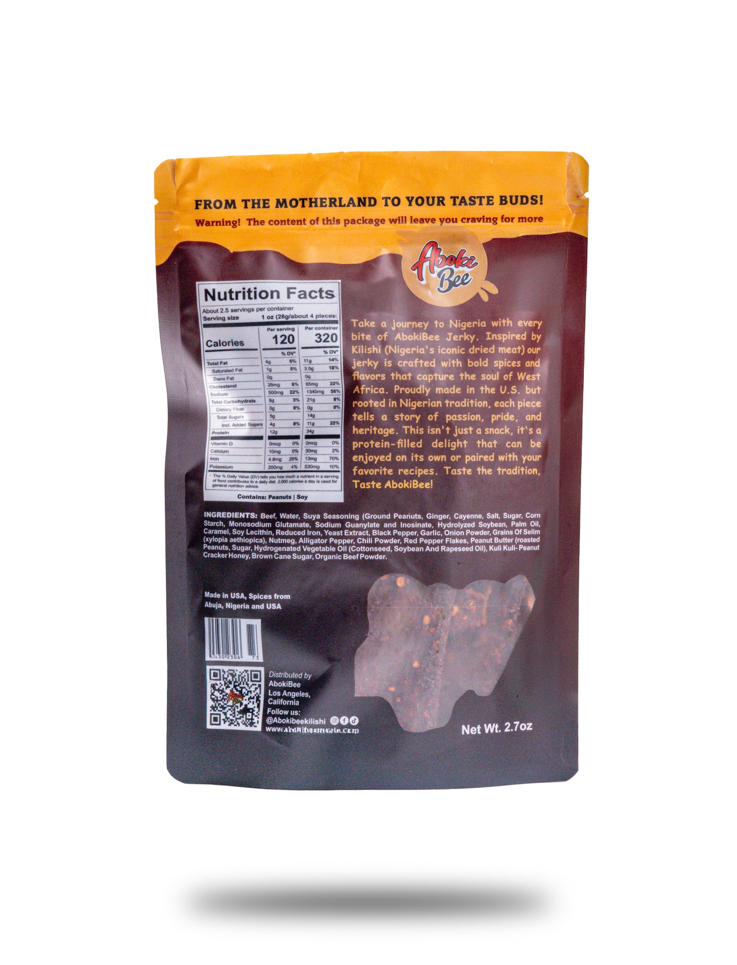 Large size: Aboki Bee Kilishi - "Hot&Spicy" Nigerian Beef Jerky 6oz
